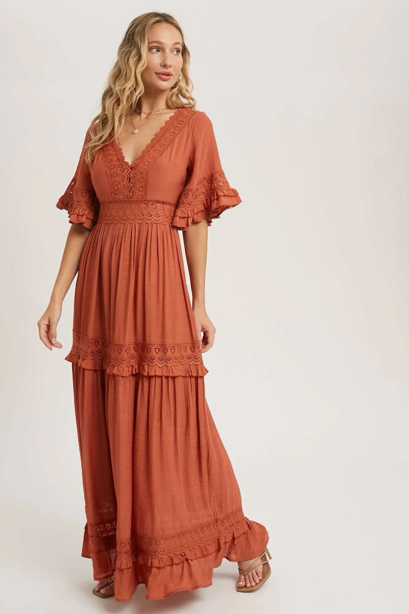 Rose Lace Trim Dress