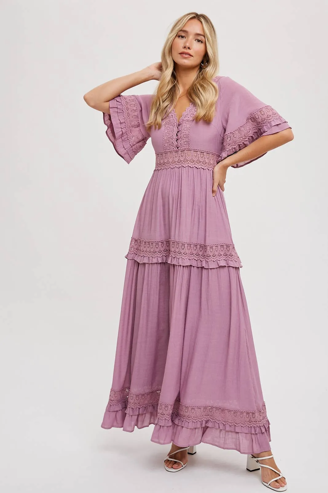 Rose Lace Trim Dress