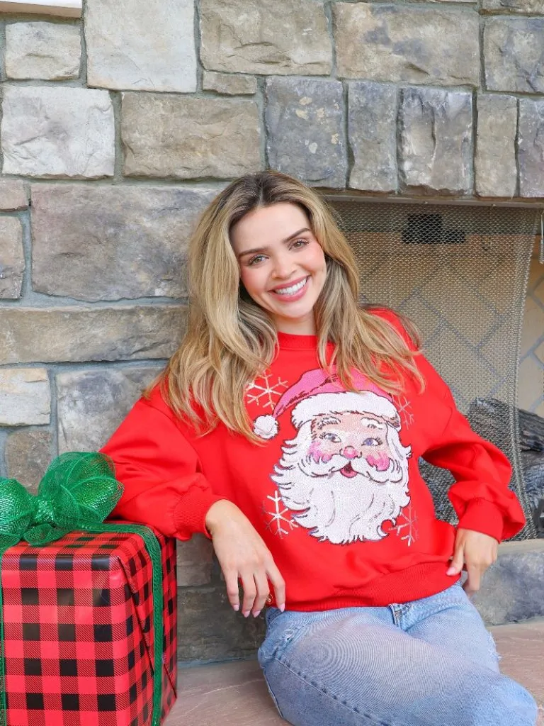 Santa Sequin Crewneck Sweatshirt by Simply Southern