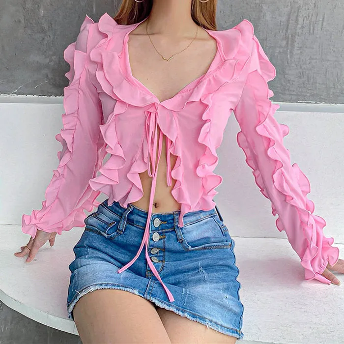 Soft Girl Ruffle Cardigan