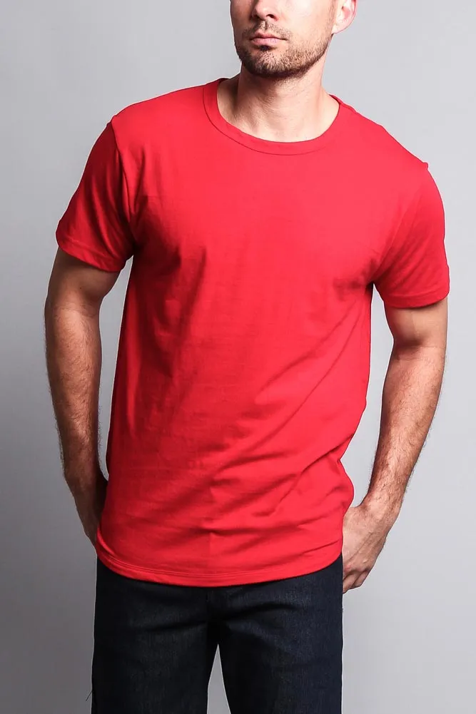 Solid Color Long Length Curved Hem T-Shirt