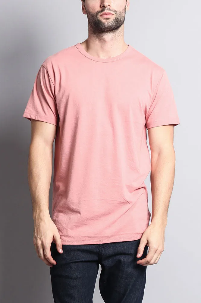 Solid Color Long Length Curved Hem T-Shirt