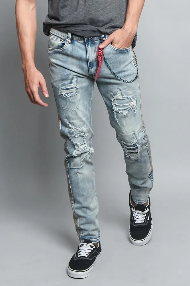 Stone Washed Track Jeans