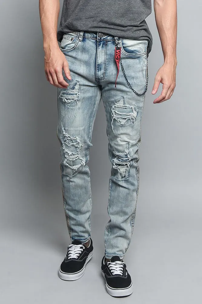 Stone Washed Track Jeans