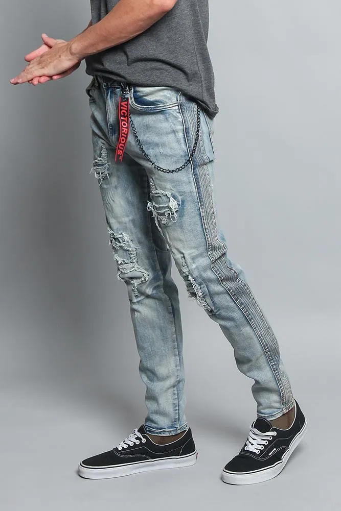 Stone Washed Track Jeans