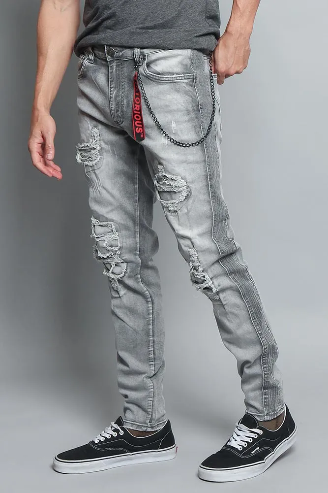 Stone Washed Track Jeans