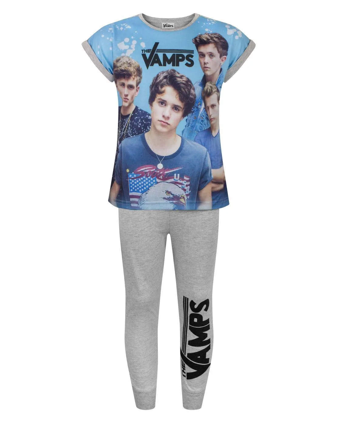 The Vamps Band Sublimation Girl's Blue and Grey Pyjamas