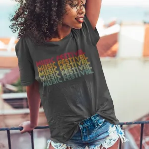 Trendy Comfort Colors® Retro 70's Music Festival T-shirt, Spring or Summer, Garment Dyed, Oversized Tee Black or Pepper