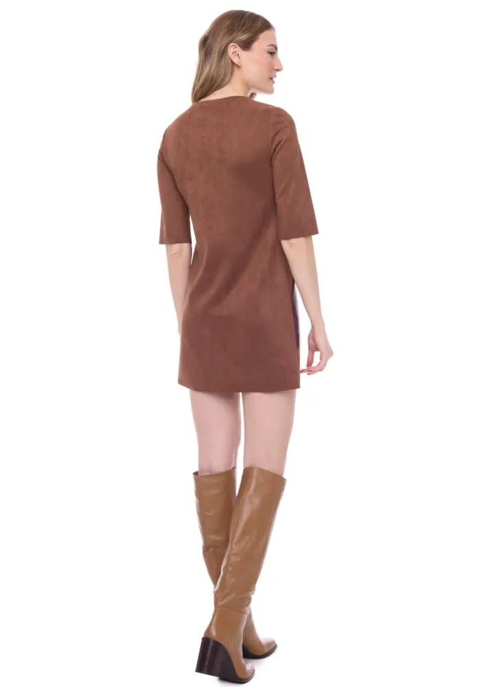 TYLER MADISON FATIMA FAUX SUEDE DRESS