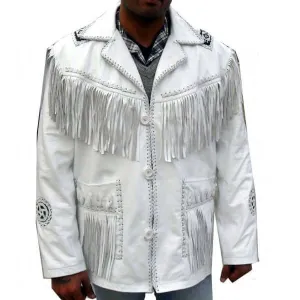 Western Motorbike Leather Jacket Suede Fringed & Beaded