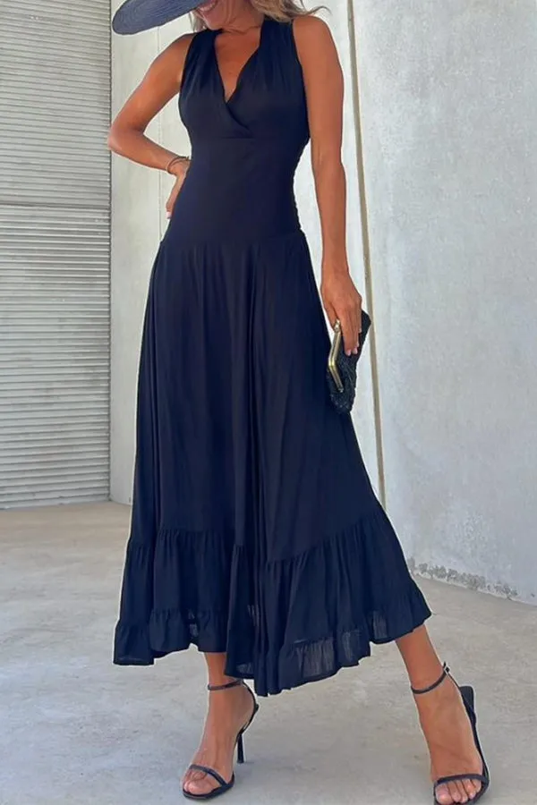 WETAR sleeveless v-neck flowy skirt dress