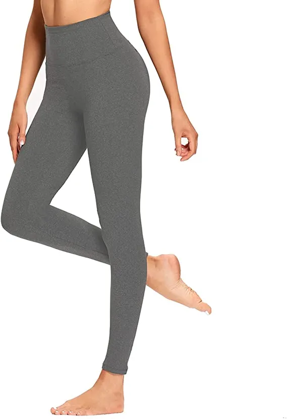 Wholesale High Waisted Plain Grey Leggings Soft Slim Tummy Control Pants