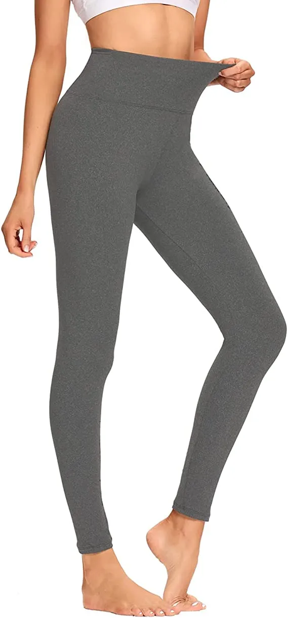 Wholesale High Waisted Plain Grey Leggings Soft Slim Tummy Control Pants