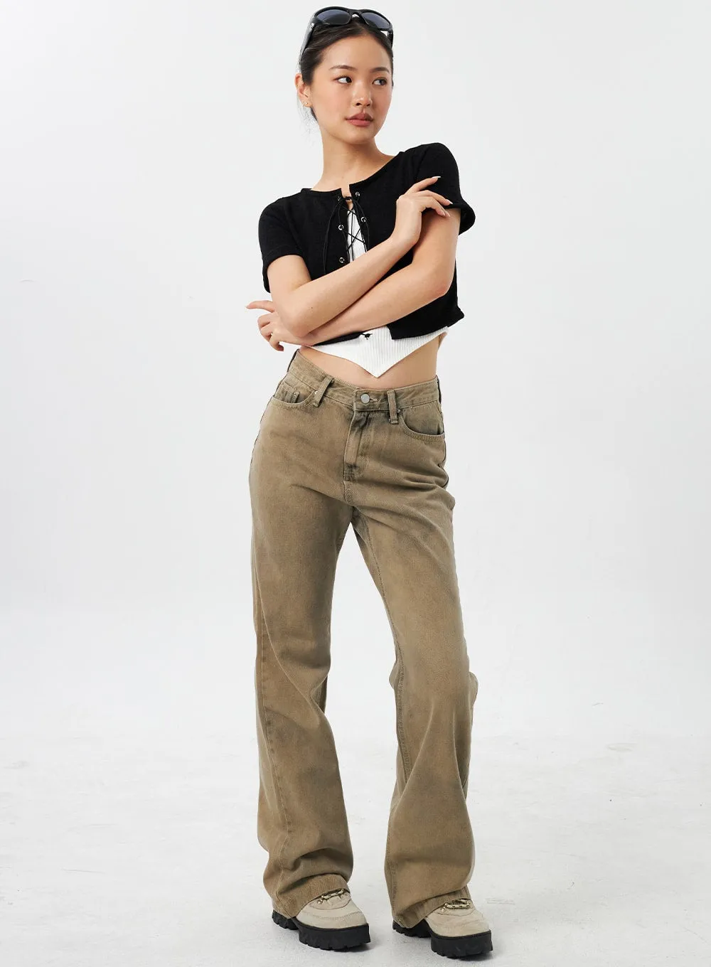 Wide Leg Bootcut Pants CY309