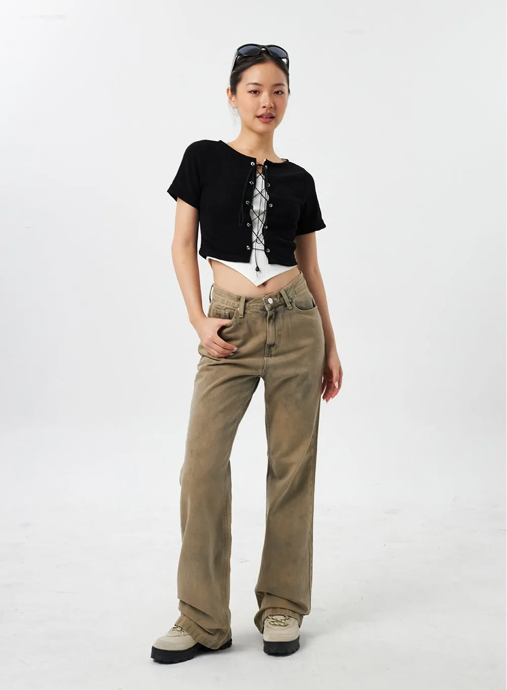 Wide Leg Bootcut Pants CY309