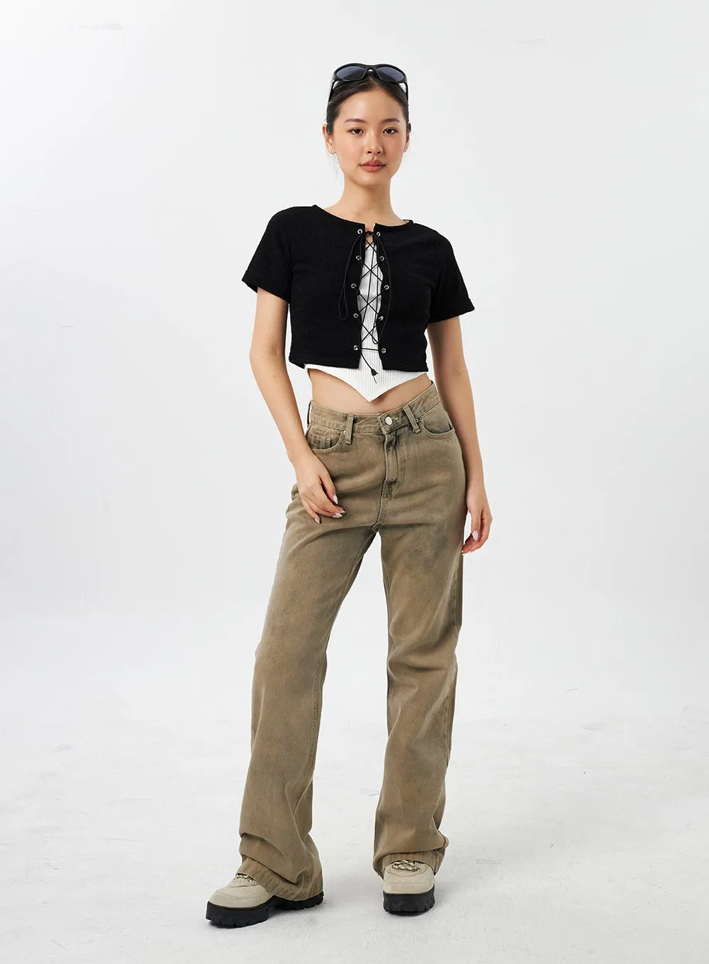 Wide Leg Bootcut Pants CY309