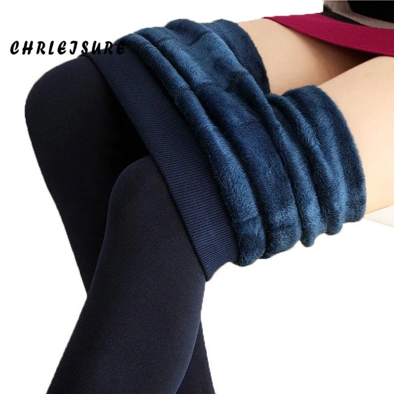 Women Large Size Winter High Waist Velvet Ankle-Length Stepped Foot Leggings