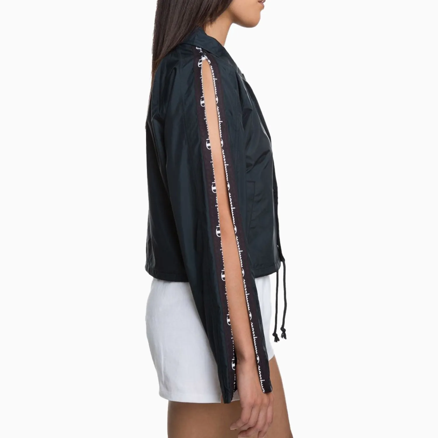 Women's Zipper Tape Cropped Coaches Jacket