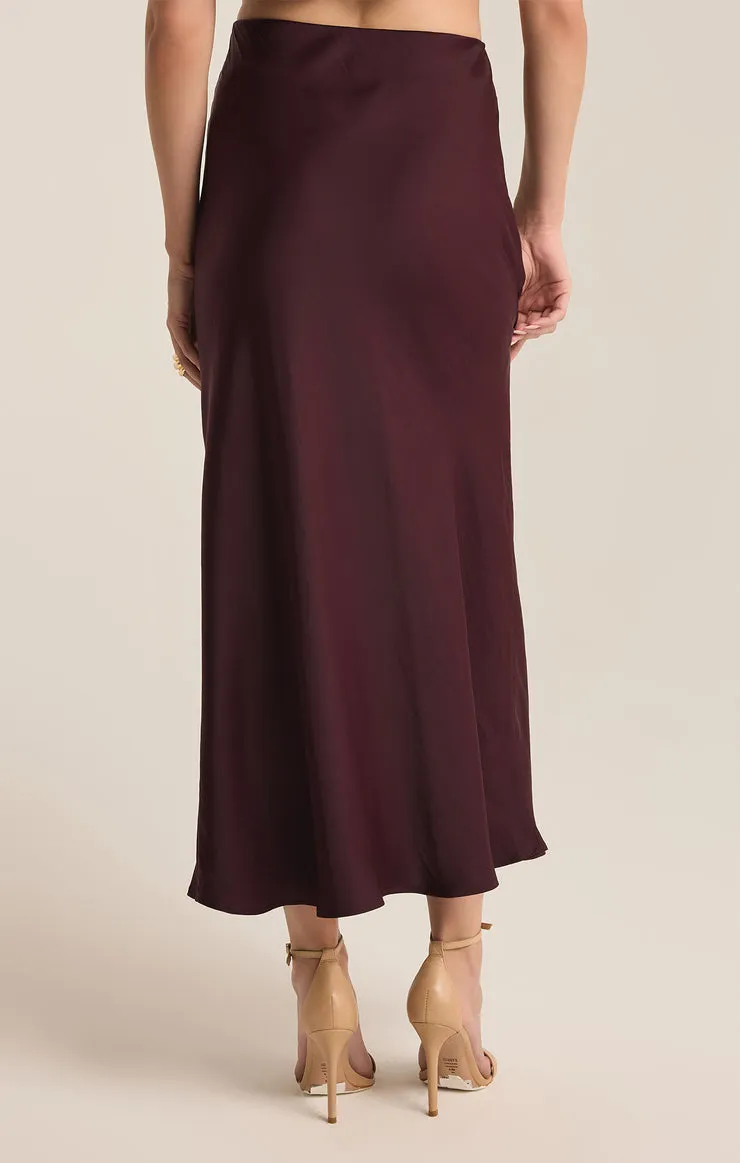 Z-Supply Europa Luxe Sheen Midi Skirt - BERRY WINE